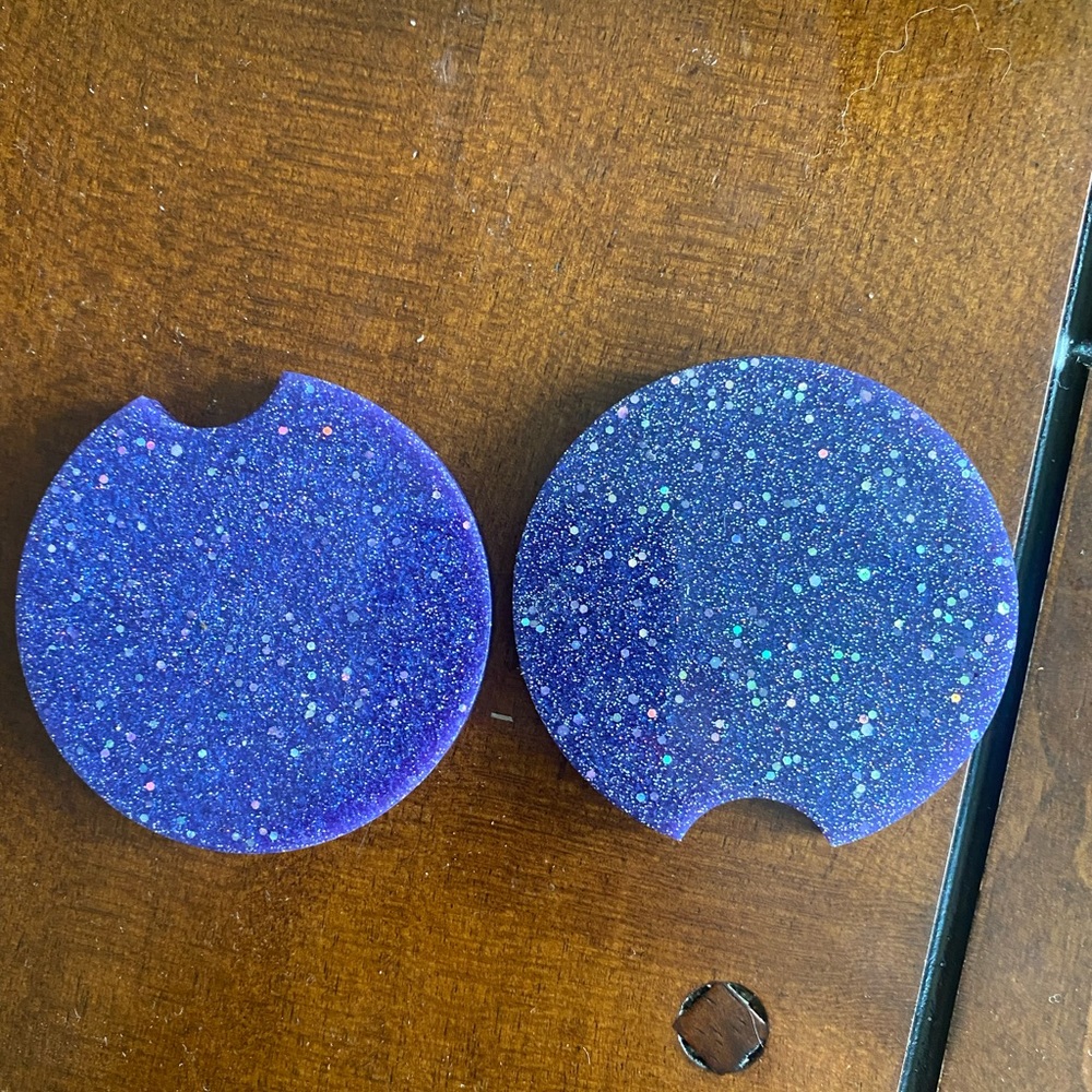 acrylic purple glitter car coasters